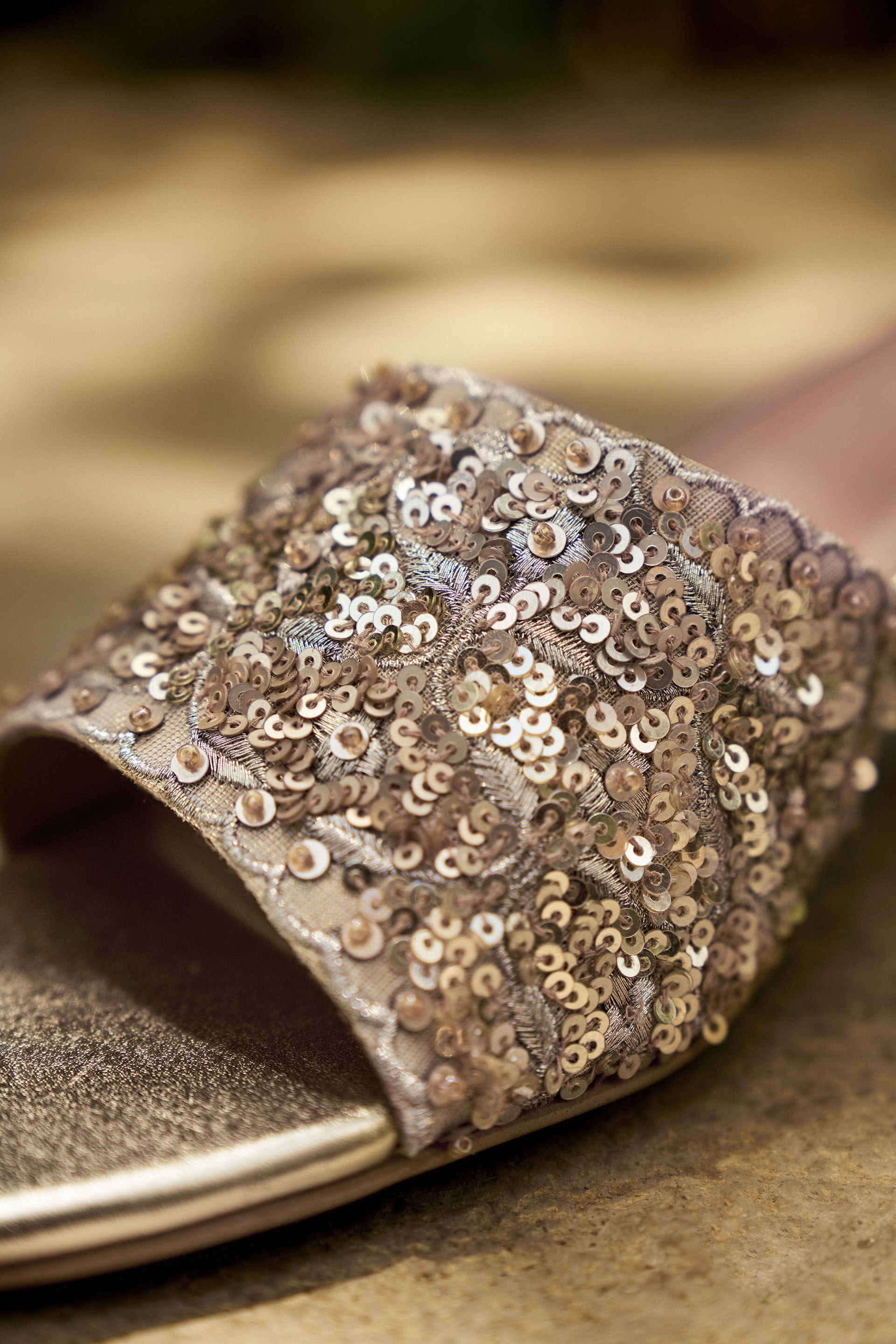 Golden Blossom Hand-embroidered Heels - Gold, Gold, image 6